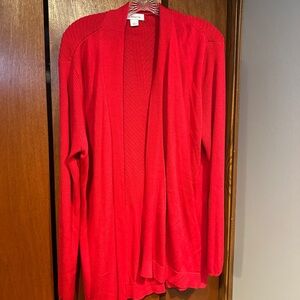Open-Front Red Women's Cardigan Sweater